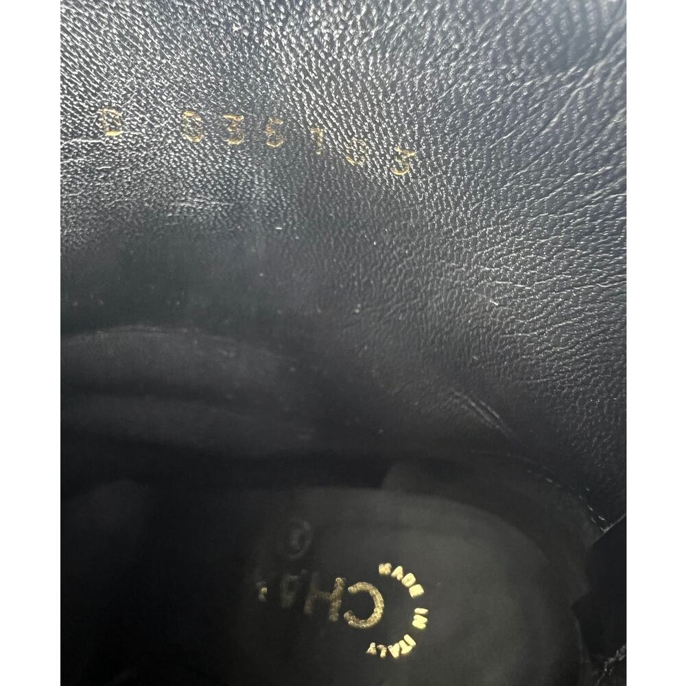 CHANEL Black Velvet Ankle Boots with Gold CC Medallion - Picture 14 of 16